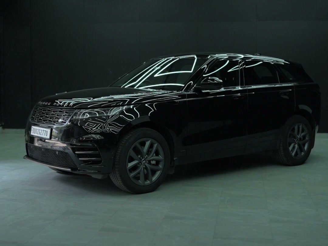 Range Rover Velar under the studio's LED grid.